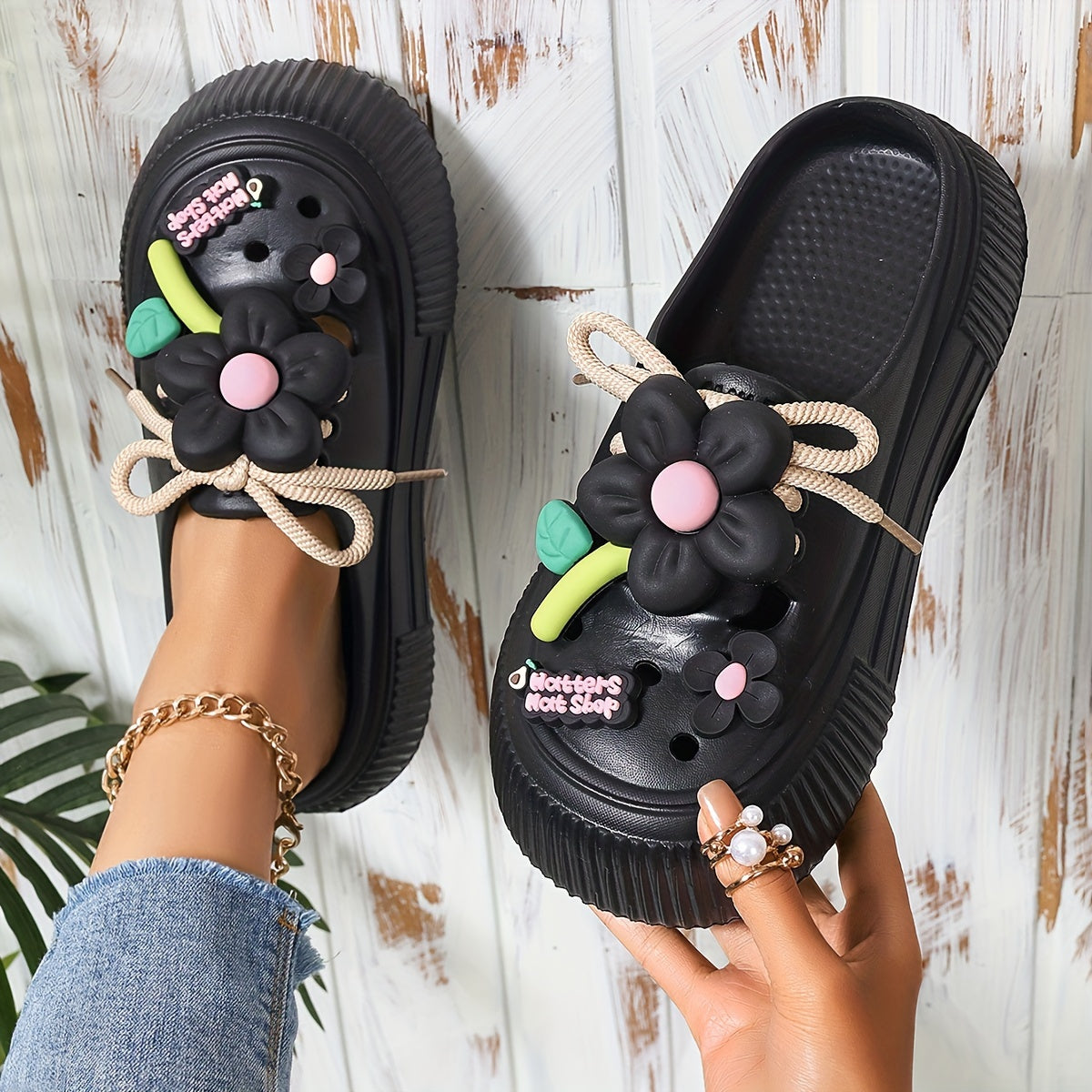 Women's Platform Lace Up Clogs Summer Beach Garden Mules