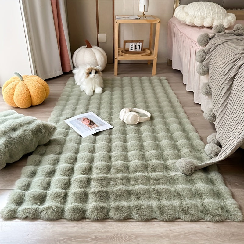 Anti-Rabbit Fur Floor Mat Solid Color Soft Washable Living Room Bedroom Rug