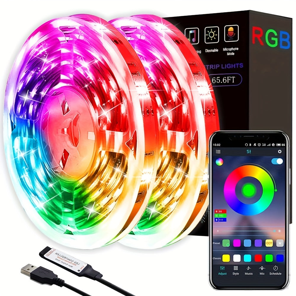 USB orqali quvvatlanadigan aqlli RGB LED lenta chiroqlari, musiqa sinxronizatsiyasi, ilova orqali boshqarish, moslashtiriladigan rejimlar, vaqt belgilash funksiyasi - uy bezatish va bayram muhitini yaratish uchun ideal.