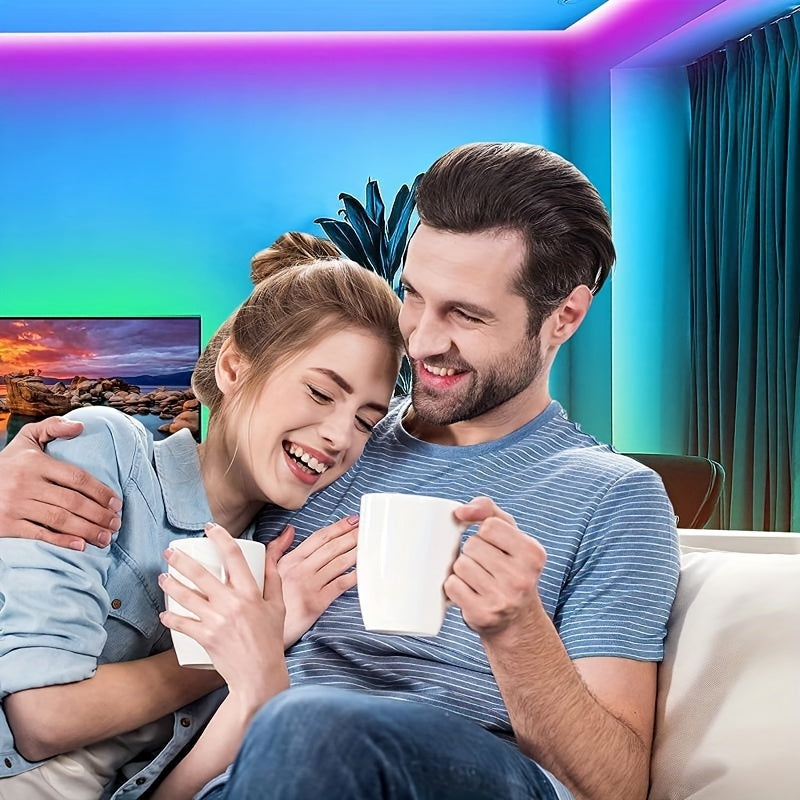 4.98m LED orqa yoritgich chizig'i 55.88-165.1cm aqlli televizorlar uchun, sozlanadigan RGB rang o'zgarishi, dinamik rejim