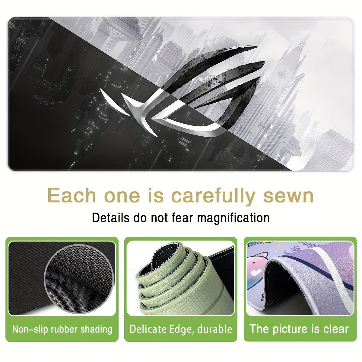 Large Gaming Mouse Pad with Non-Slip Rubber Edges and Washable Surface