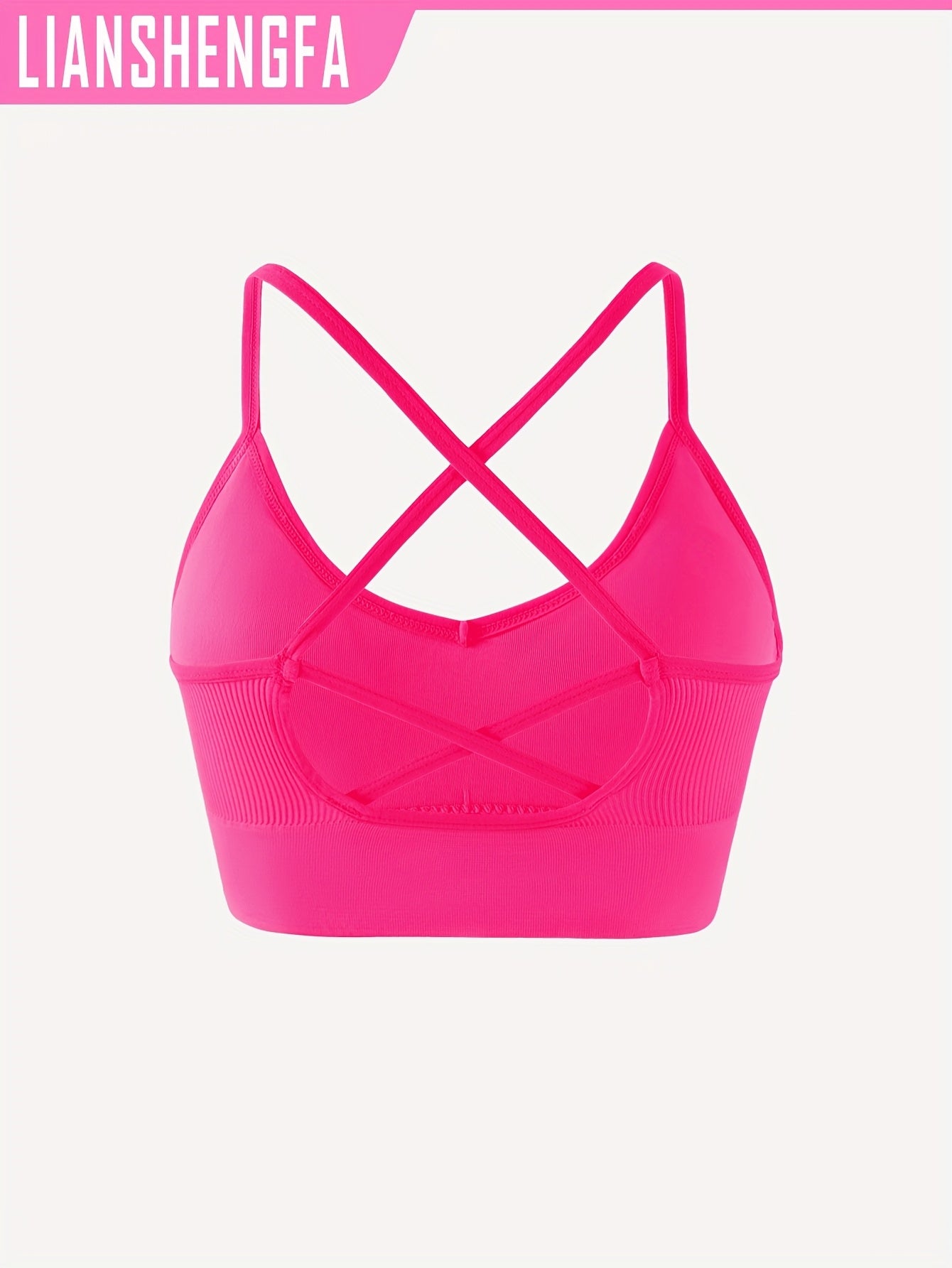 Sujetador deportivo de punto de poliamida para mujer, con alto soporte, sin espalda, relleno removible para yoga y fitness