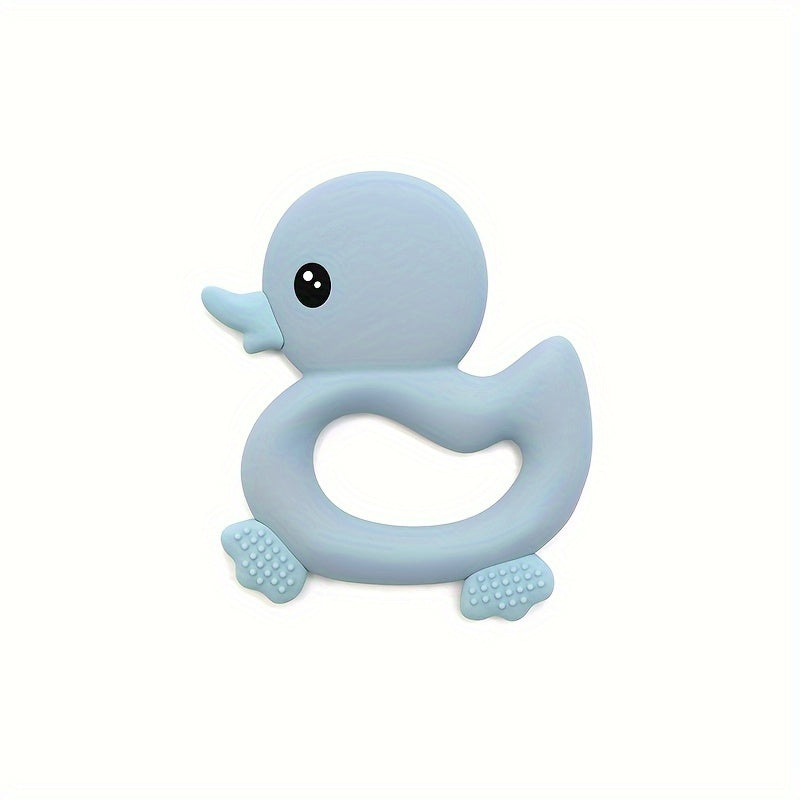 Baby Silicone Teether Duck Shape BPA-Free Oval Teething Ring for Infants