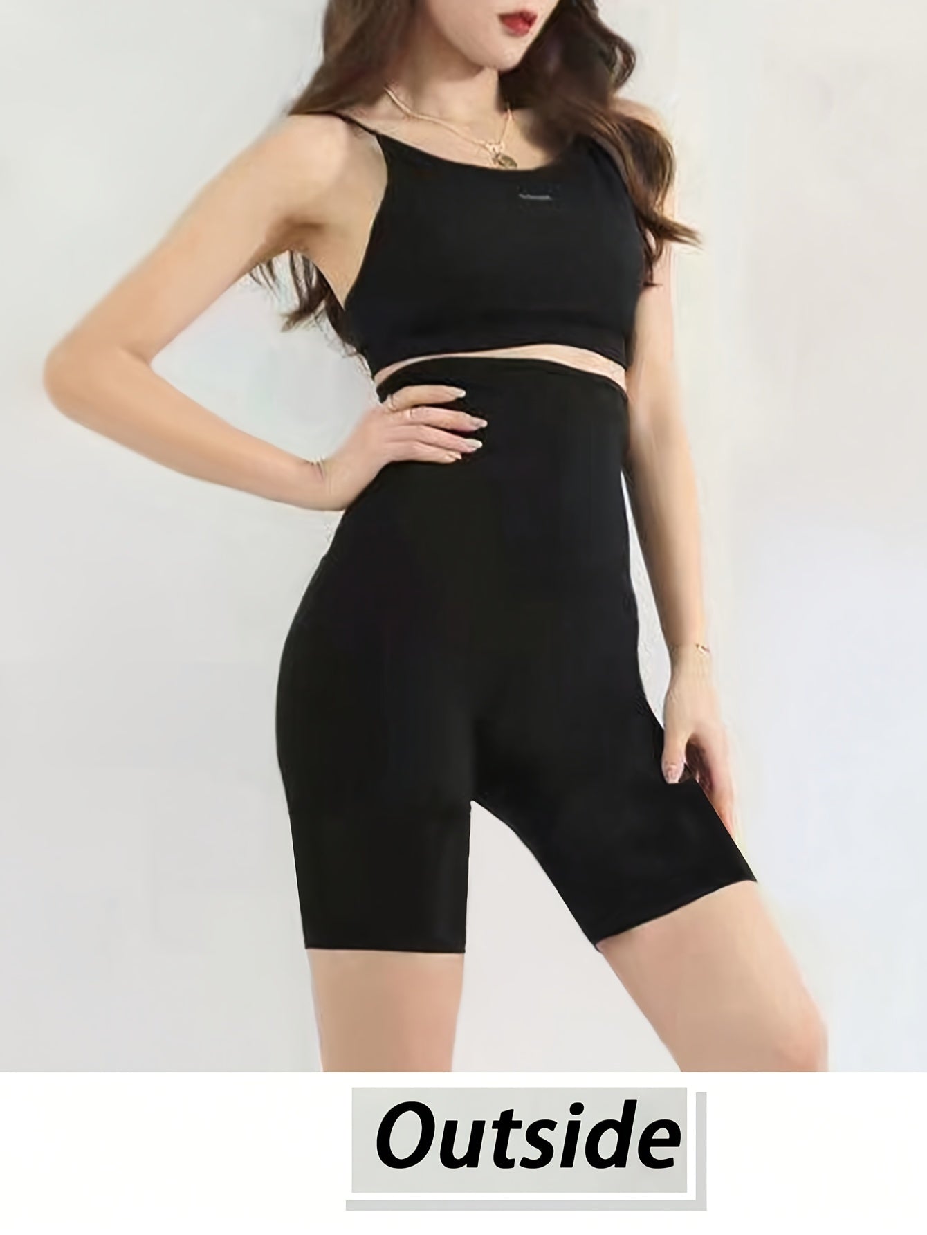 Plus Size Women's Sports Leggings Sauna Shorts High-Waisted Yoga Pants