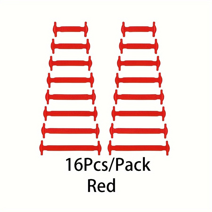 16pcs High Elastic Silicone Lazy Shoelaces for Sneakers, No-Tie, Convenient