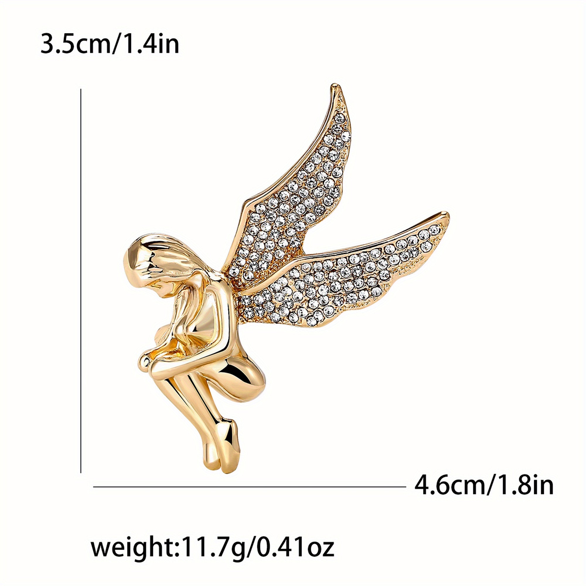 Women's Rhinestone Angel Embossed Alloy Brooch Stylish Lapel Pin
