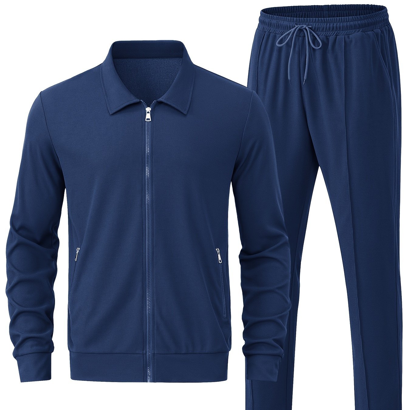 Men's Waffle Casual Set with Cardigan and Pockets for Business and Occasions