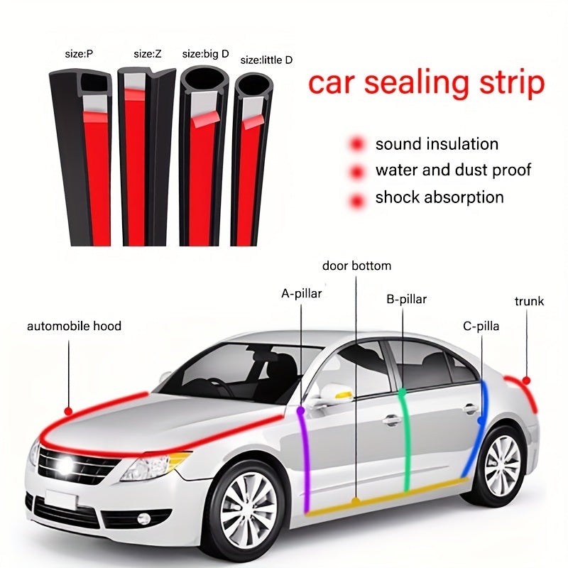 Kauchuk avtomobil eshigi yopiqligi chizig'i 16.4FT suv o'tkazmaydigan shovqin kamaytirish akustik izolyatsiya