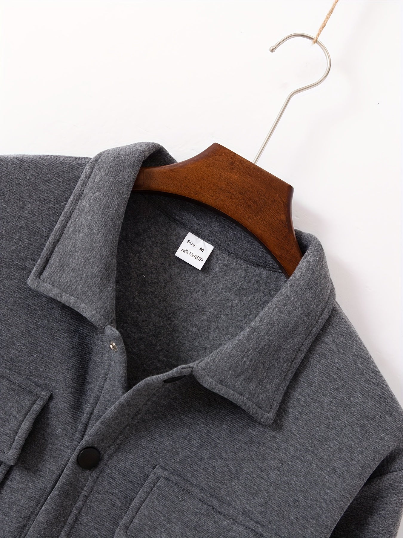 Men's Polyester Winter Outfit Set Button-Up Shirt and Pants Solid Color Fall Winter