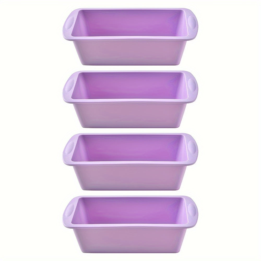 Set of 4 Non-Stick Silicone Loaf Pans for Baking Bread and Toast