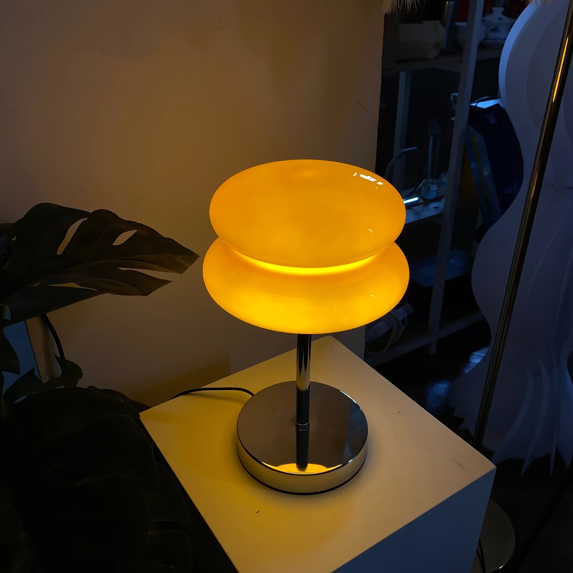 Modern Murano Glass USB Table Lamp Adjustable Brightness Touch Control Soft Glow White Yellow Orange