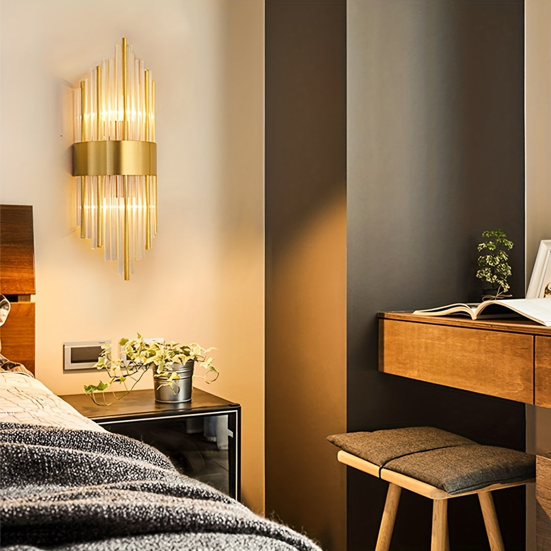 Lámpara de pared de cristal para dormitorio o sala de estar, estilo nórdico, empotrada, sin cables