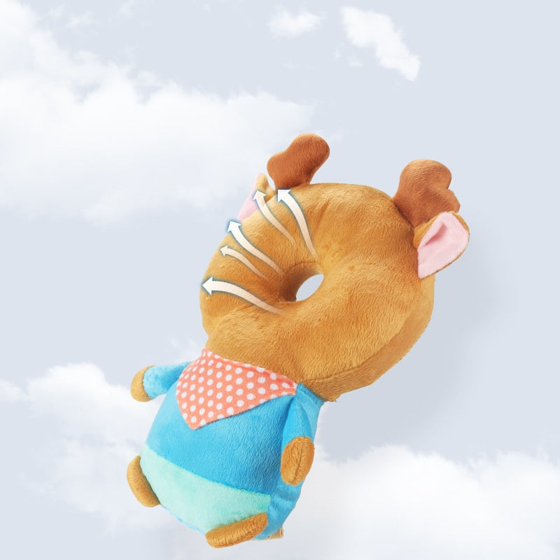 Adjustable Cartoon Animal Plush Toy Cushion Backpack Pillow for Kids Yellow Green Pink