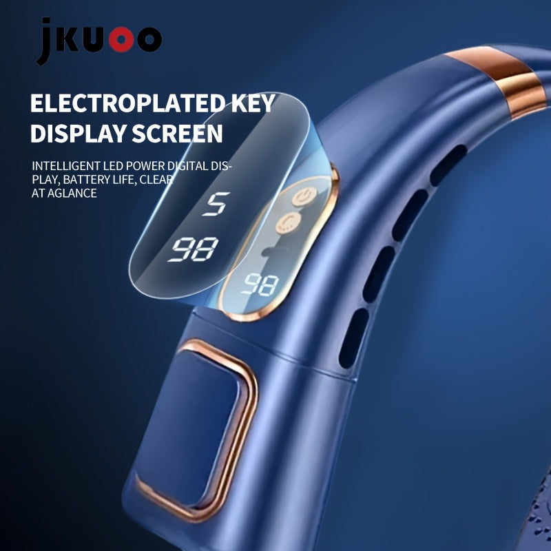 Portable Neck Fan with LED Display, 5-Speed, USB Rechargeable, Wearable Fan for Outdoor and Indoor Use