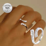 Women's Sterling Silver Infinity Open Ring with Cubic Zirconia