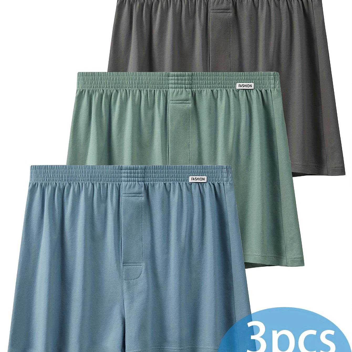 Men's Cotton Boxer Briefs 3-Pack Breathable Stretch Comfort Fit Casual Shorts