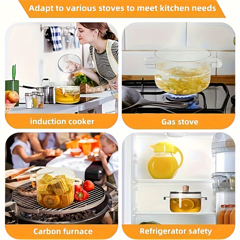 Katta hajmli borosilikat shisha saqlash konteyneri sho'rva va ovqat uchun