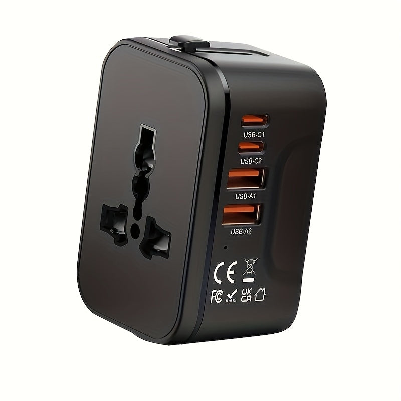 Adaptador de viaje universal con carga rápida GaN compacto y duradero, compatibilidad mundial 85V-265V