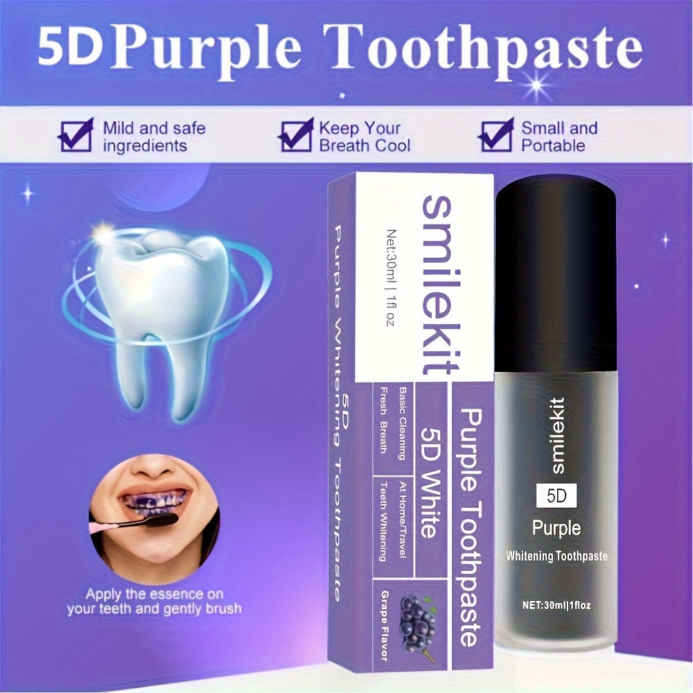 Pasta de dientes morada con blanqueamiento y aliento fresco 30ml limpieza profunda