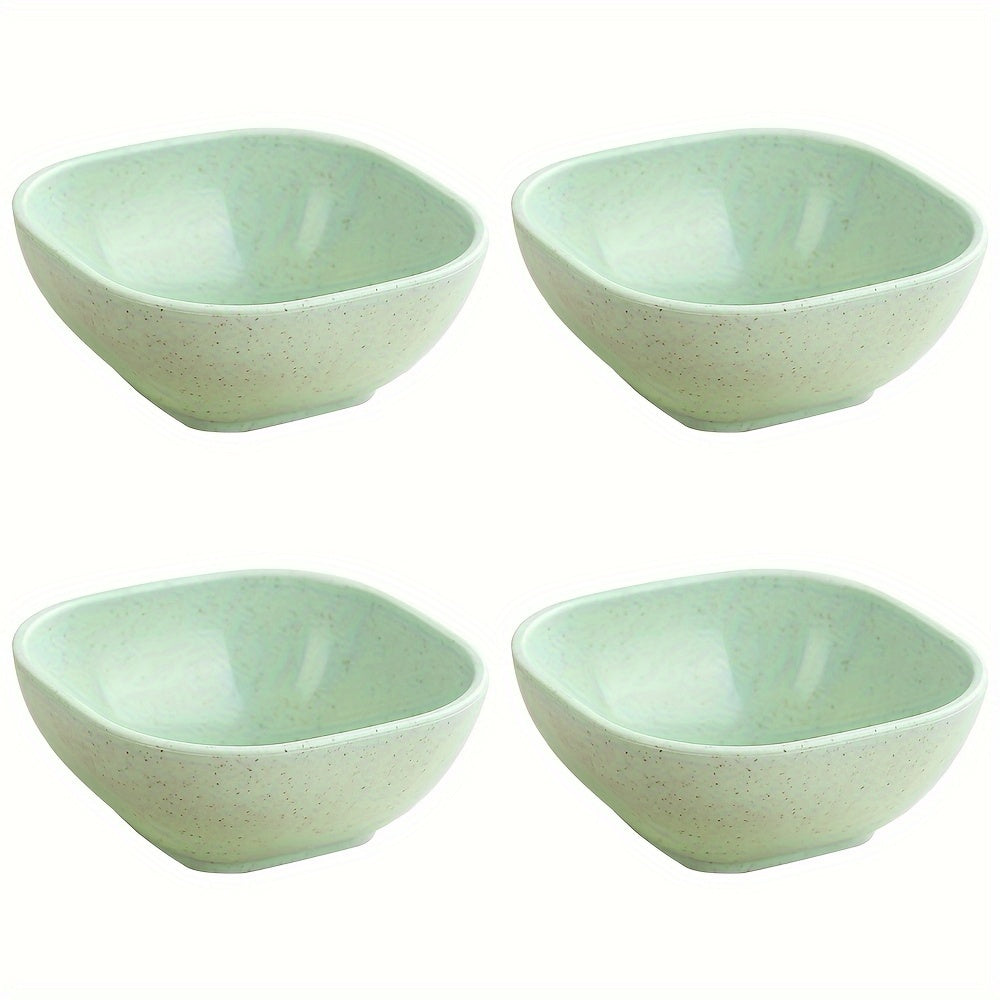 Set of 4 Colorful Wheat Straw Square Sauce Dishes for Jam Vinegar and Seasonings