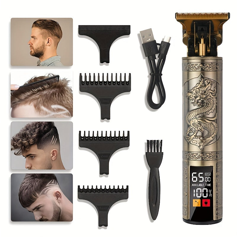 Cortapelos inalámbrico para hombres con recortadora de barba recargable y cuchilla T de espacio cero