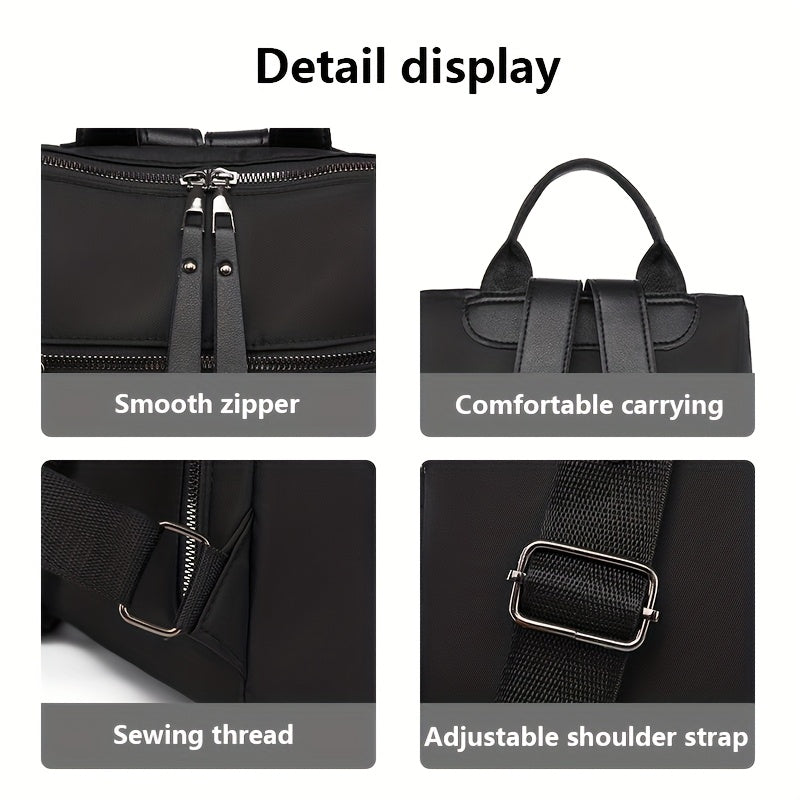 Unisex Nylon Casual Shoulder Bag with Zipper Closure and Adjustable Strap