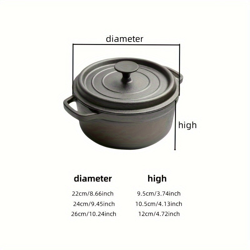 Cast Iron Double Eared Stew Pot, Non-Stick, Versatile Kitchenware
