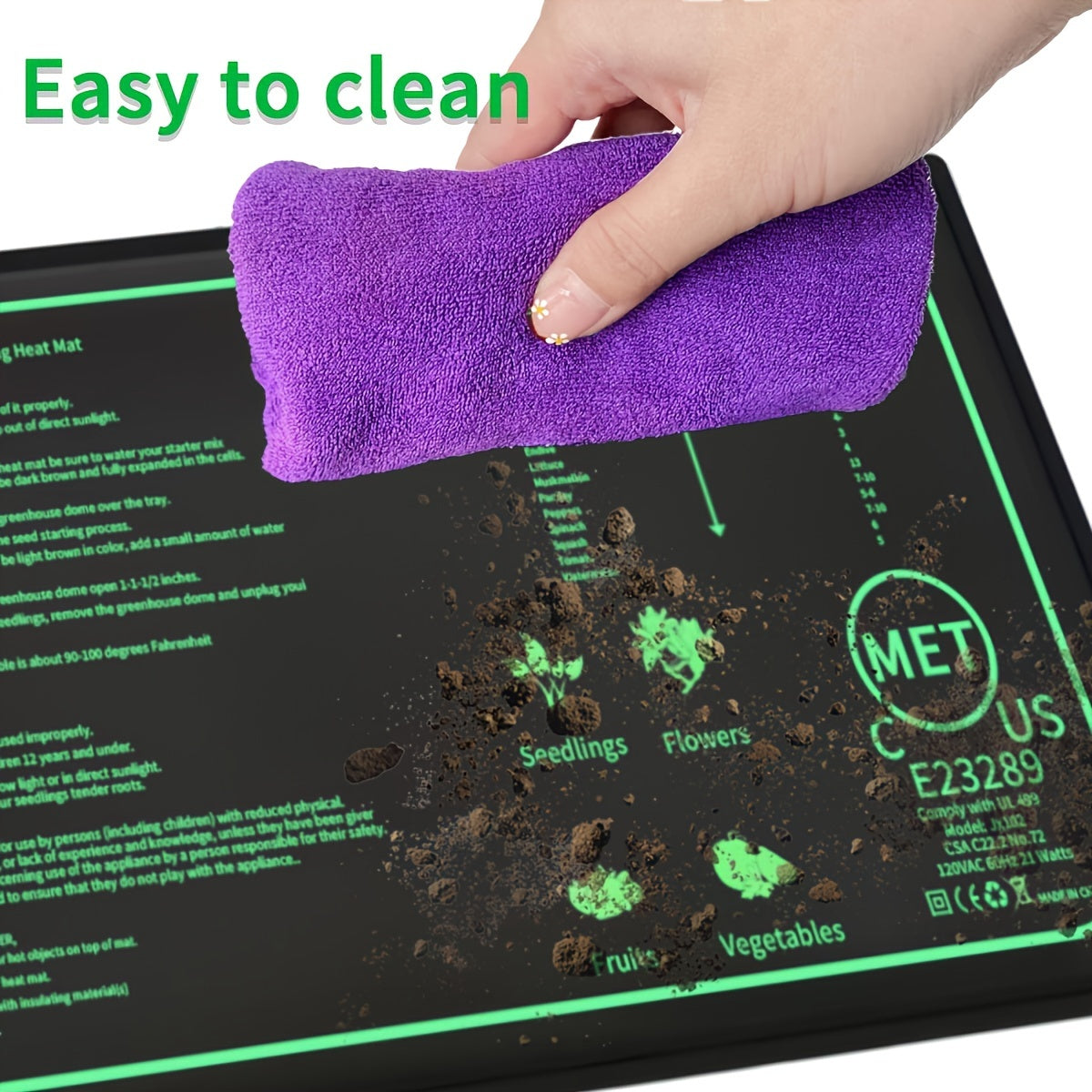 Alfombra de calor para plántulas negra para jardinería interior, invernadero, hábitat de reptiles, 220V enchufe europeo