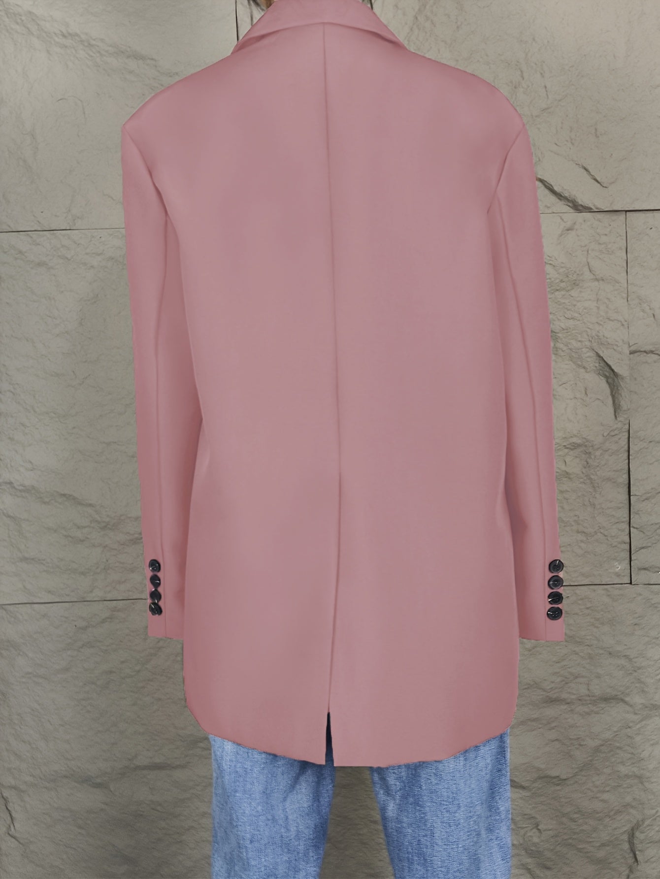 Men Women Solid Color Woven Polyester Long Sleeve Loose Fit Tuxedo Jacket Blazer for Fall Winter