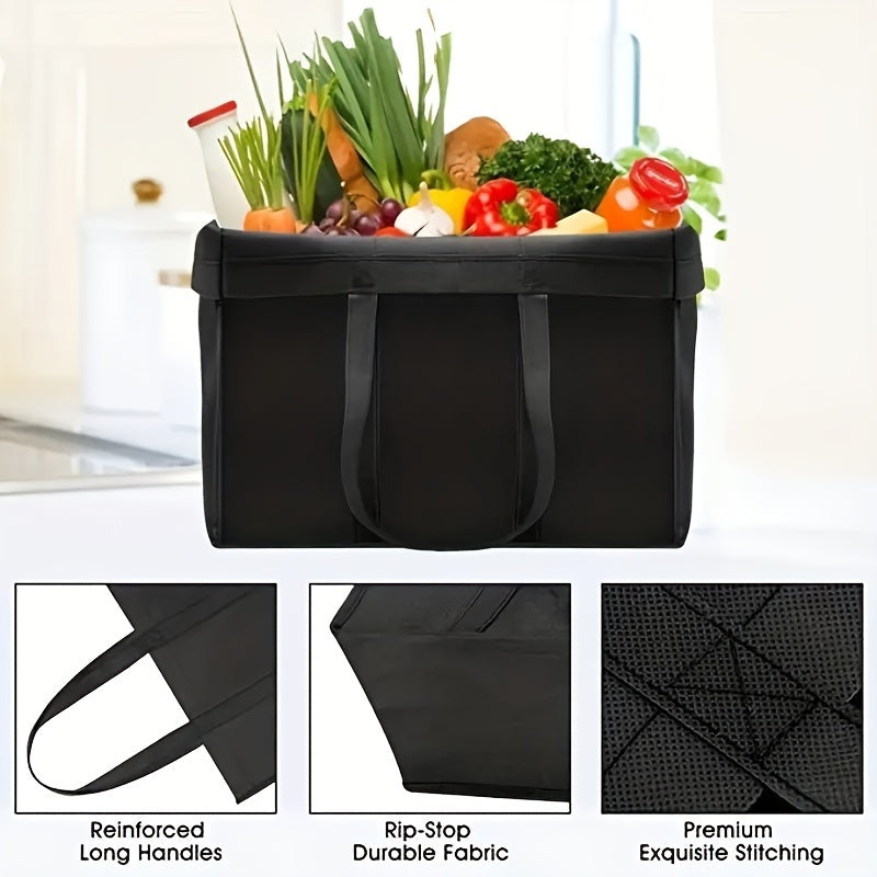 Eco-Friendly Reusable Shopping Bag Square Tote Leak-Proof Polypropylene Long Handles