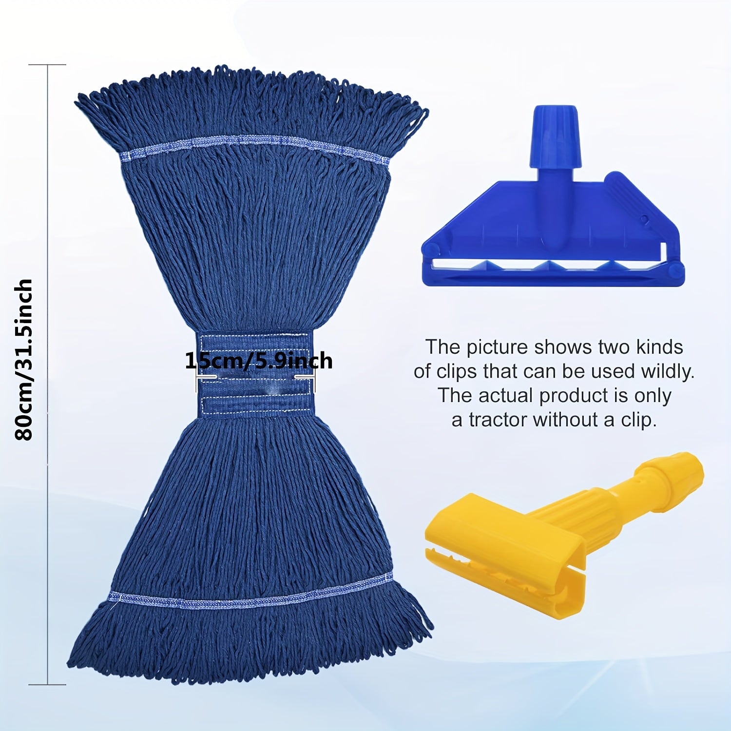 5 Pack Heavy Duty Cotton Blend Mop Replacement Heads for Commercial Cleaning