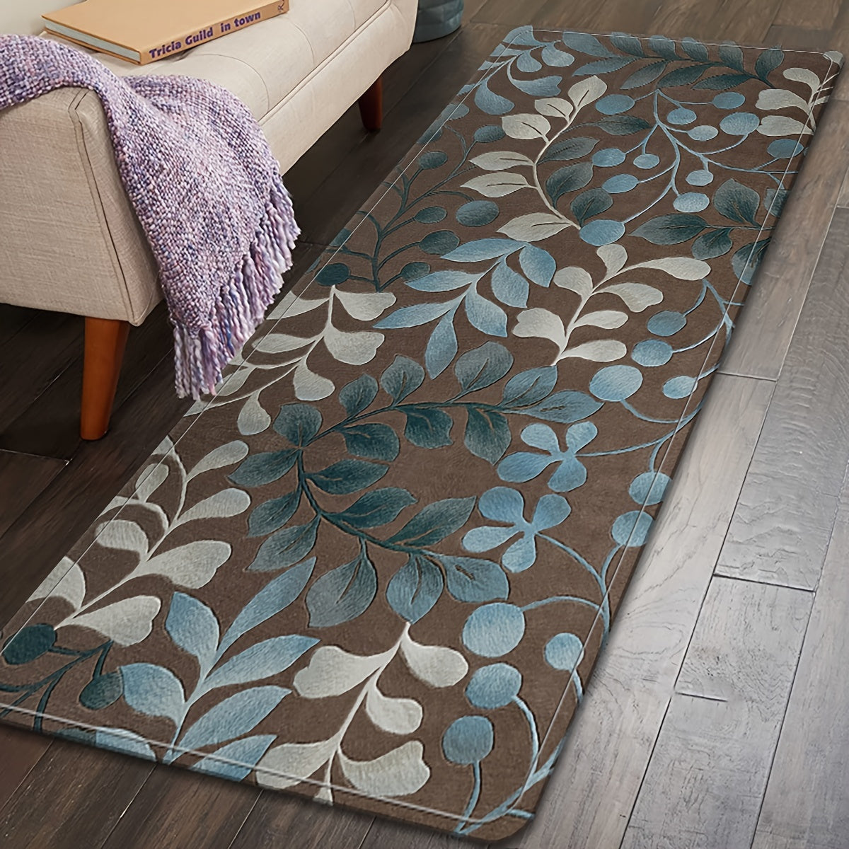 Non-Slip Moroccan Area Rug Floral Low Pile Indoor Outdoor Door Mat
