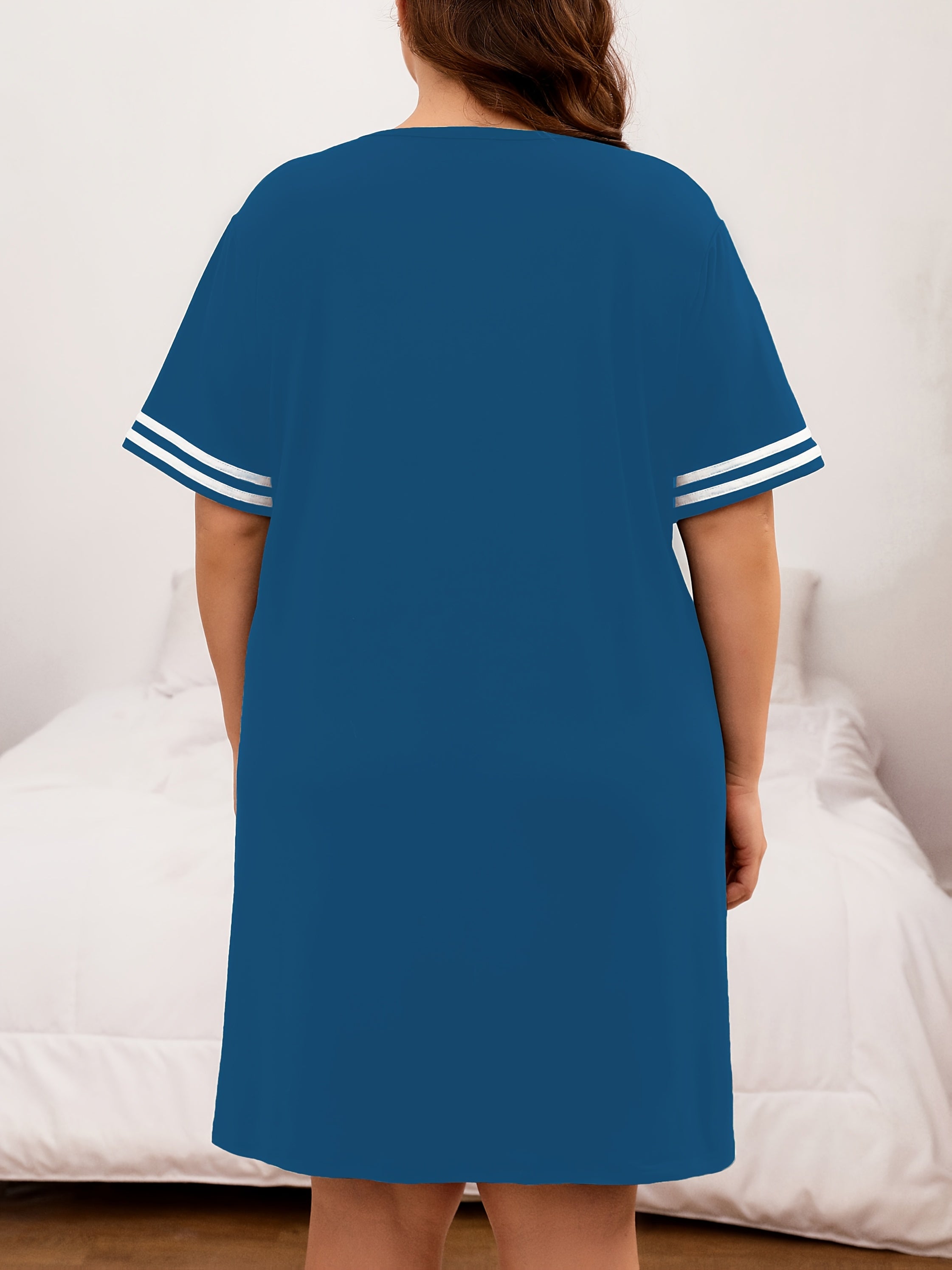 Женская ночная рубашка с коротким рукавом и сердечным принтом, размер плюс, из полиэстера