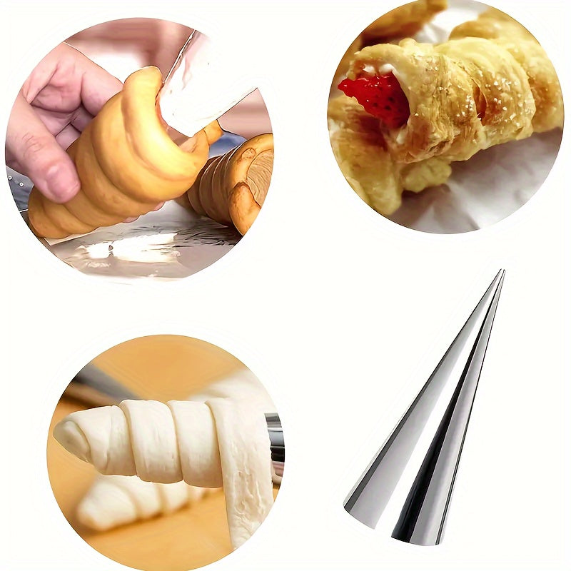 Stainless steel pastry molds for desserts croissants ice cream cones durable baking tools