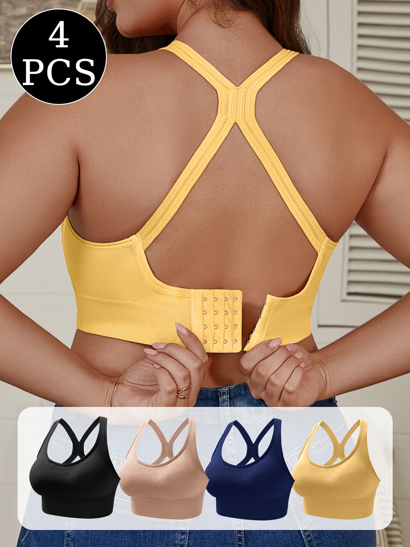 Plus Size High Support Push-Up Sports Bra Seamless Breathable Adjustable For Yoga Running