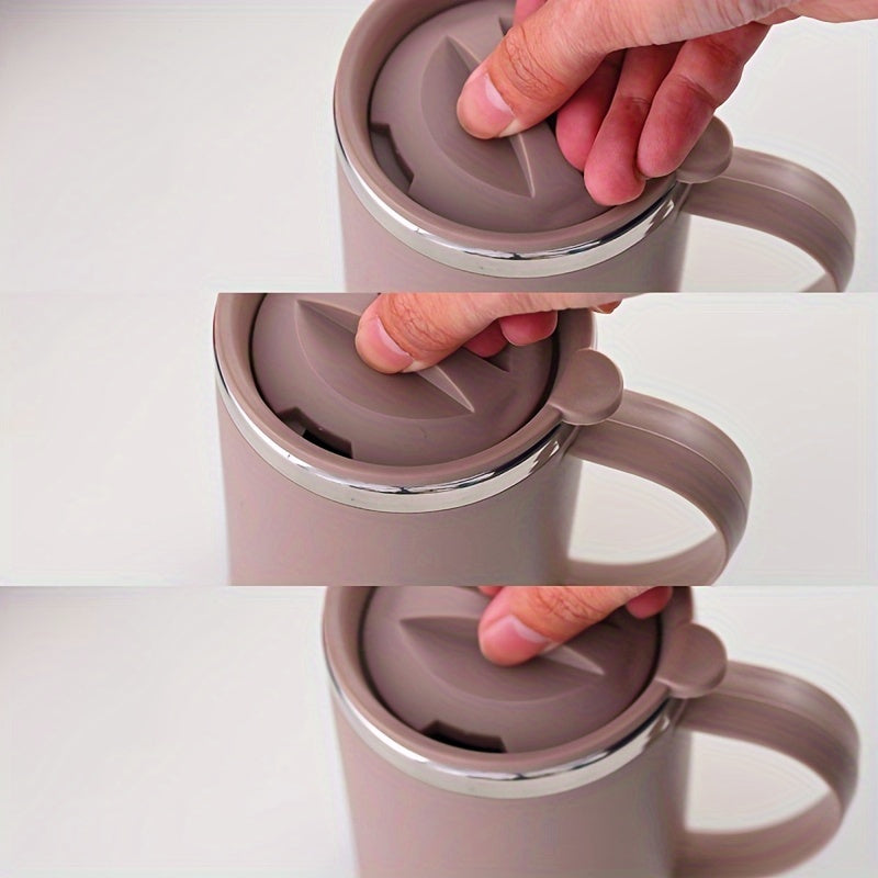 Прочный дорожный стакан из нержавеющей стали с крышкой, защищающей от протечек, подходит для использования в офисе или в пути с кофе, чаем или молоком.