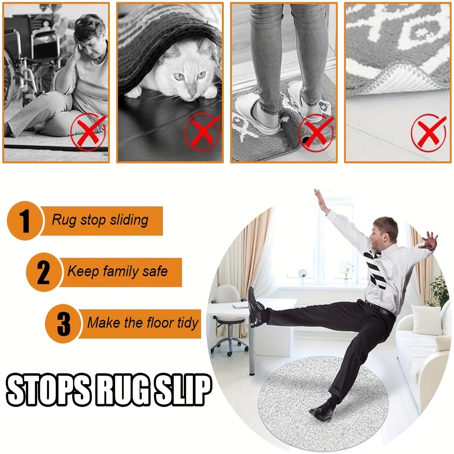 Qayta ishlatiladigan gilam tutqichlari 12 dona, sirpanmaydigan gilam padlari yog'och pol uchun