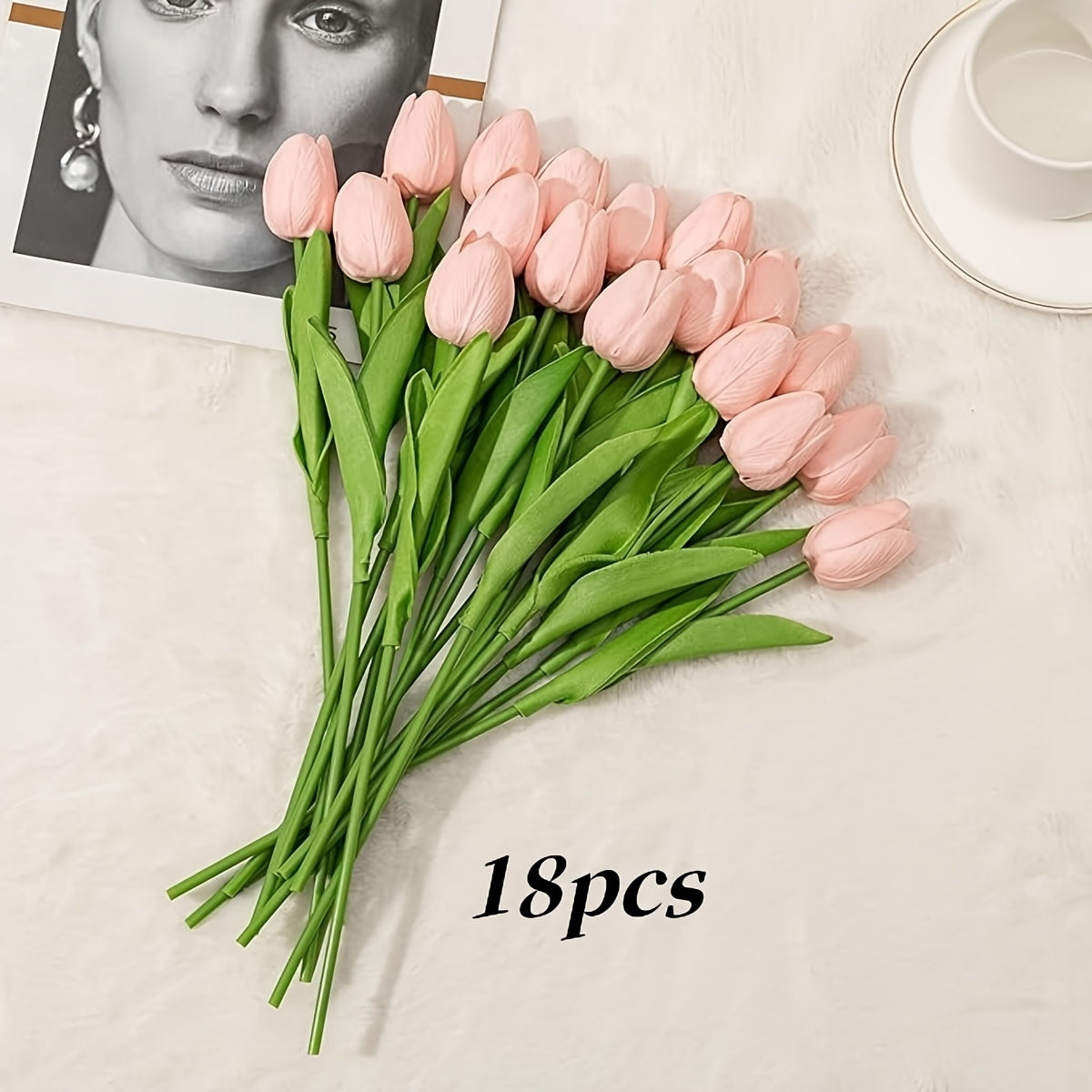 Artificial Tulips Set 18 Lifelike Plastic Spring Home Decor for Gifts and Events