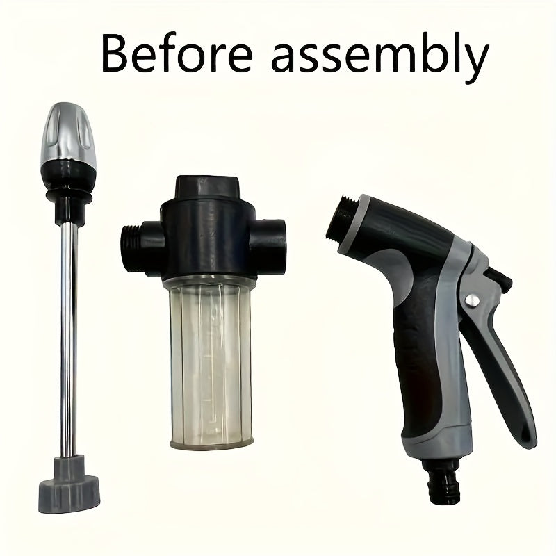 High-Pressure Foam Gun with Long Handle Adjustable Nozzle for Car Cleaning Watering and Tire Inflation
