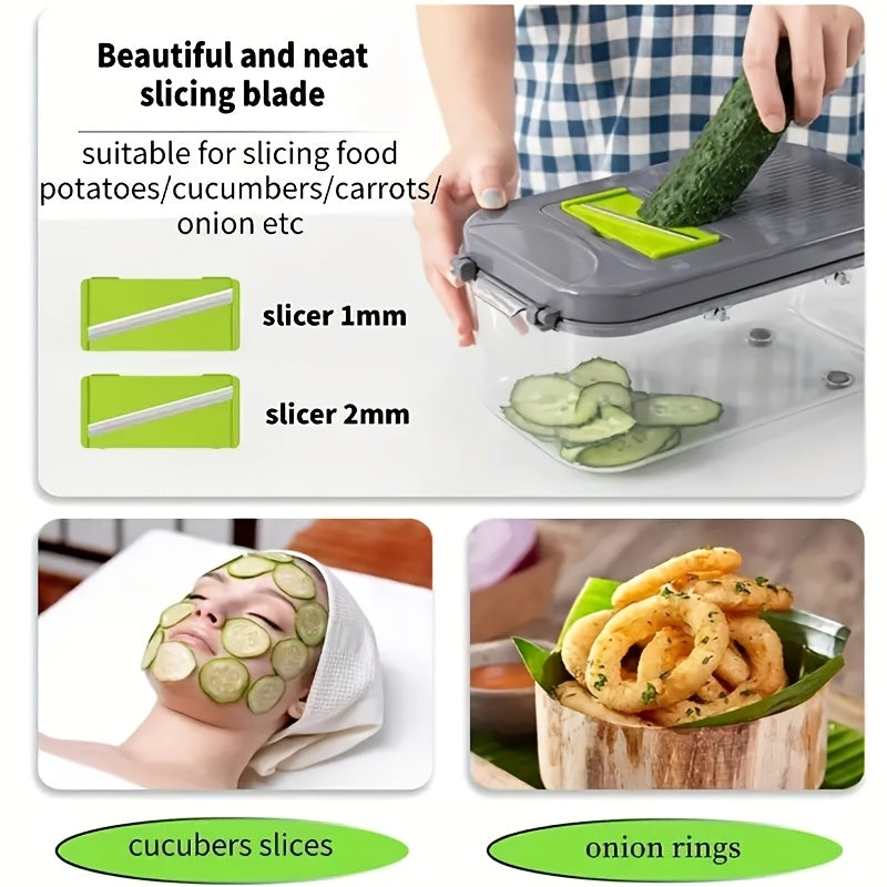 Manual Vegetable and Fruit Slicer Set with Storage Container for Chopping Onions and Potatoes