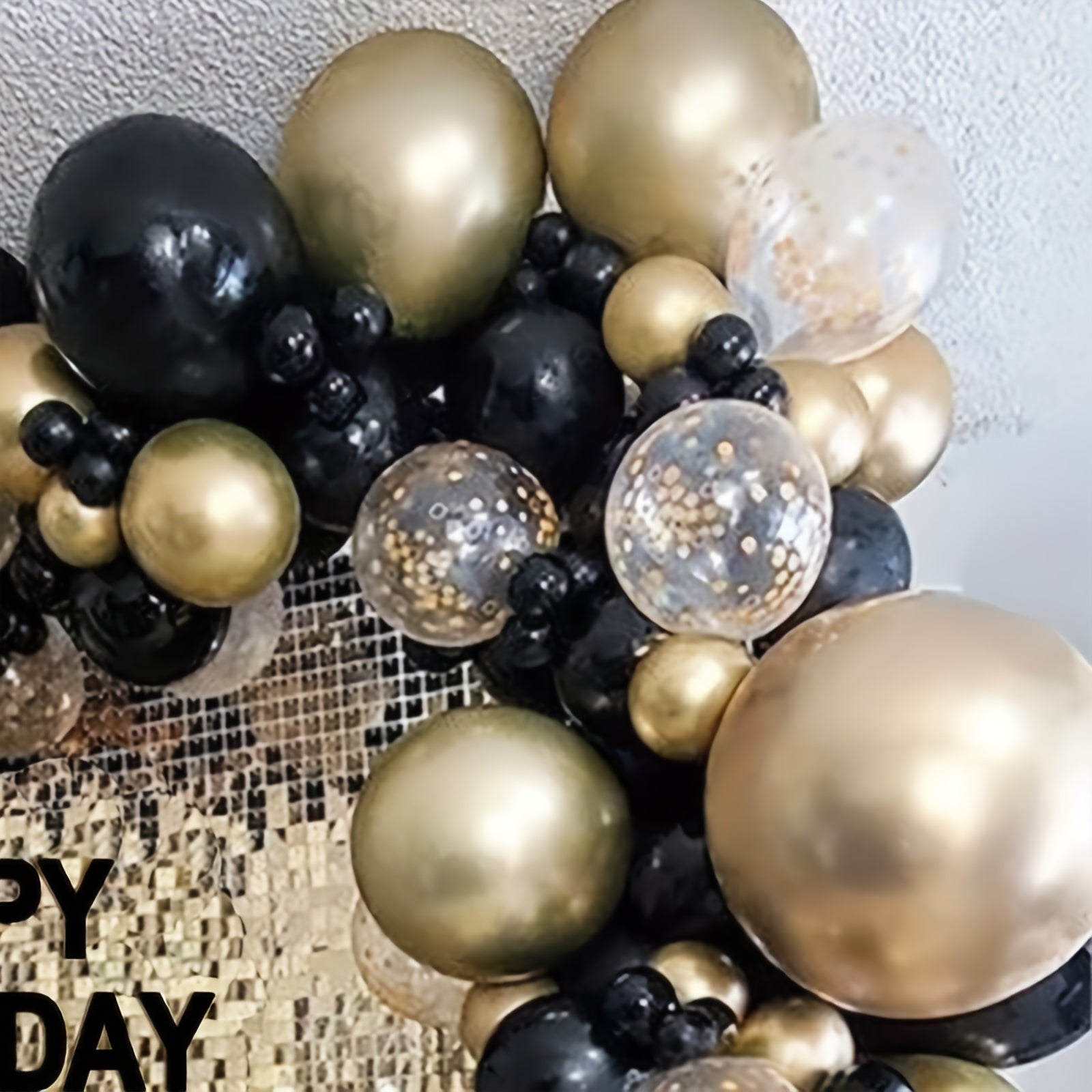 131-Piece Black and Gold Balloon Garland Kit with Metallic Latex Balloons for Parties