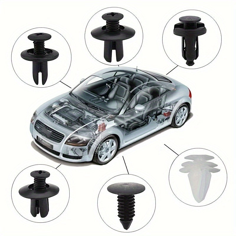 Universal Car Plastic Fastener Set, 100 Pieces, Durable Nails