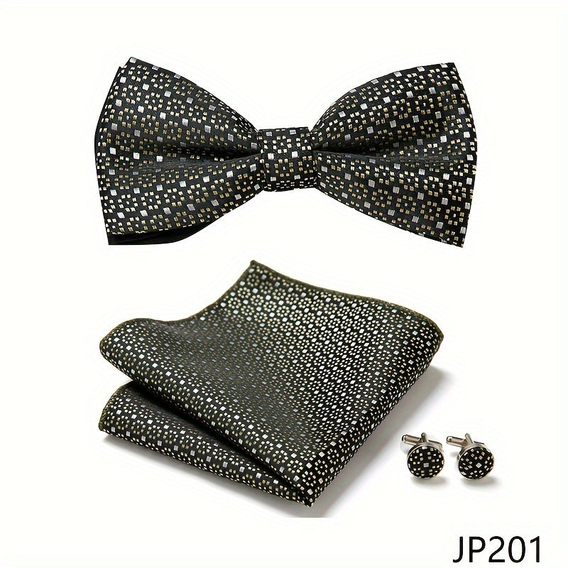 Men's Blue Polyester Tie and Pocket Square Set Floral Pattern for Formal Events