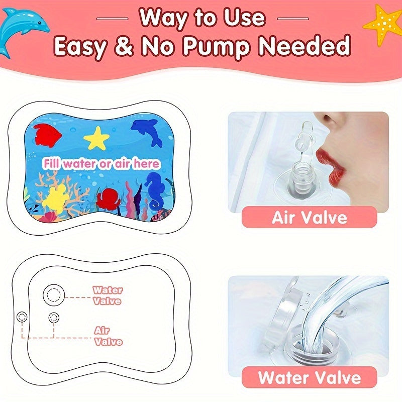 Pink Inflatable Crawling Play Mat with PE Surface for Babies