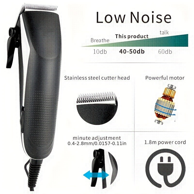 Men's Electric Hair Trimmer Kit with 10 Guide Combs and Scissors for Home Grooming