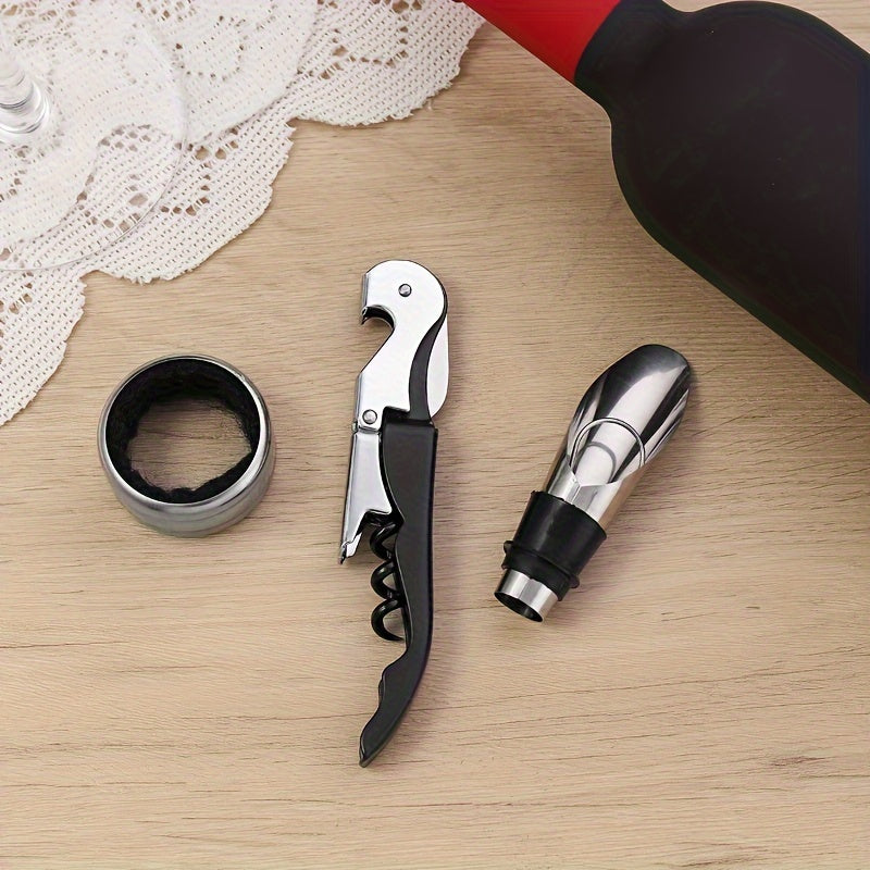 Set of 5 Red Wine Bottle Openers in Gift Box with 3 Essential Wine Tools