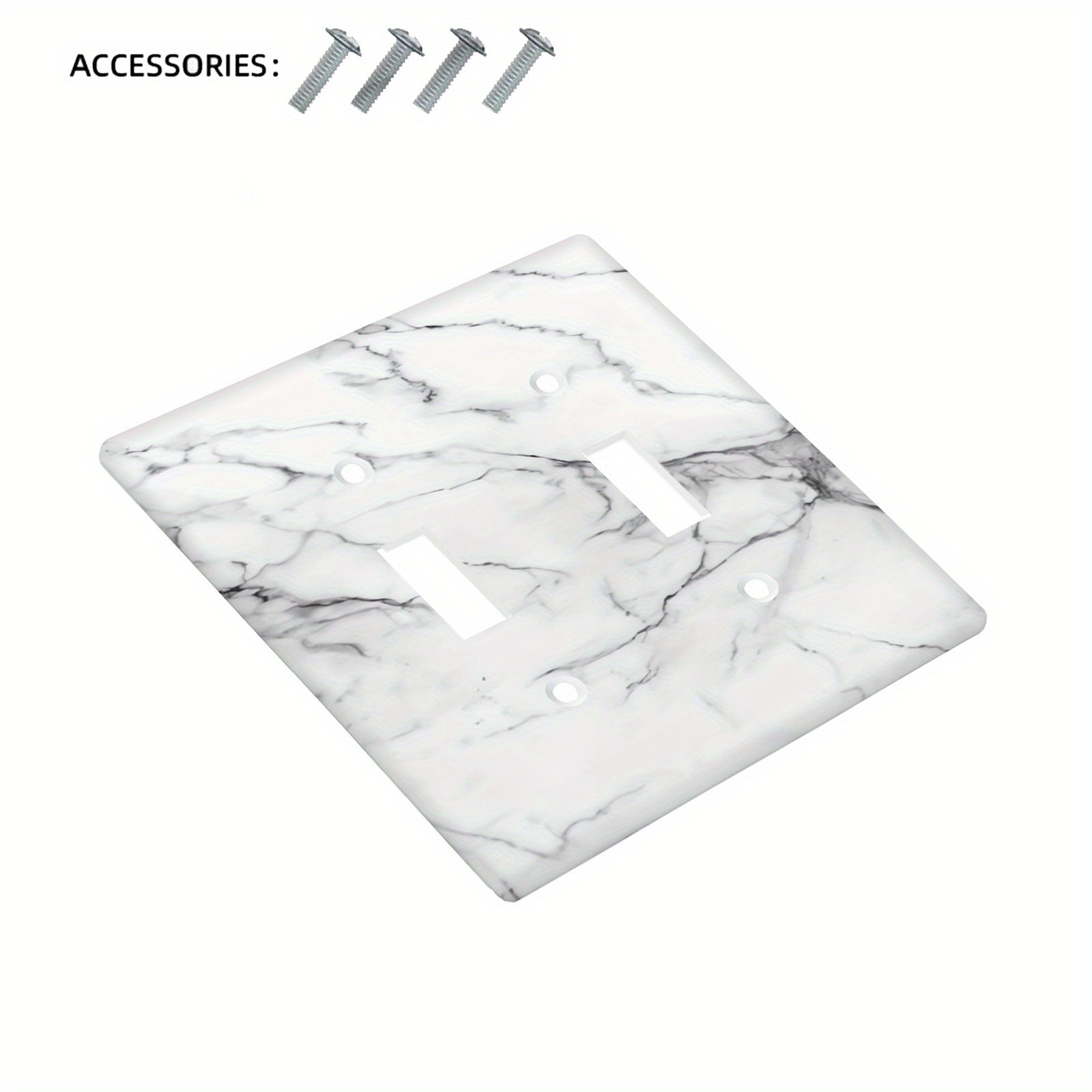 Marble Effect Wall Plate Cover White Gray Single Double Gang Home Decor Pack of 1