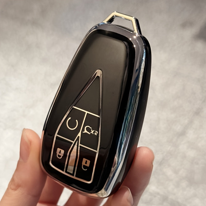 Universal Car Key Fob Cover TPU Protective Case Transparent Buttons Stylish White