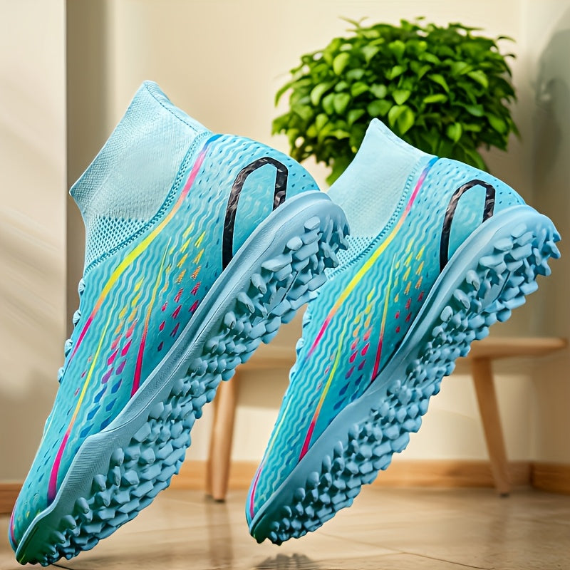 Men's Soccer Cleats Artificial Grass Outsole Lace-Up Faux Upper Rubber Sole