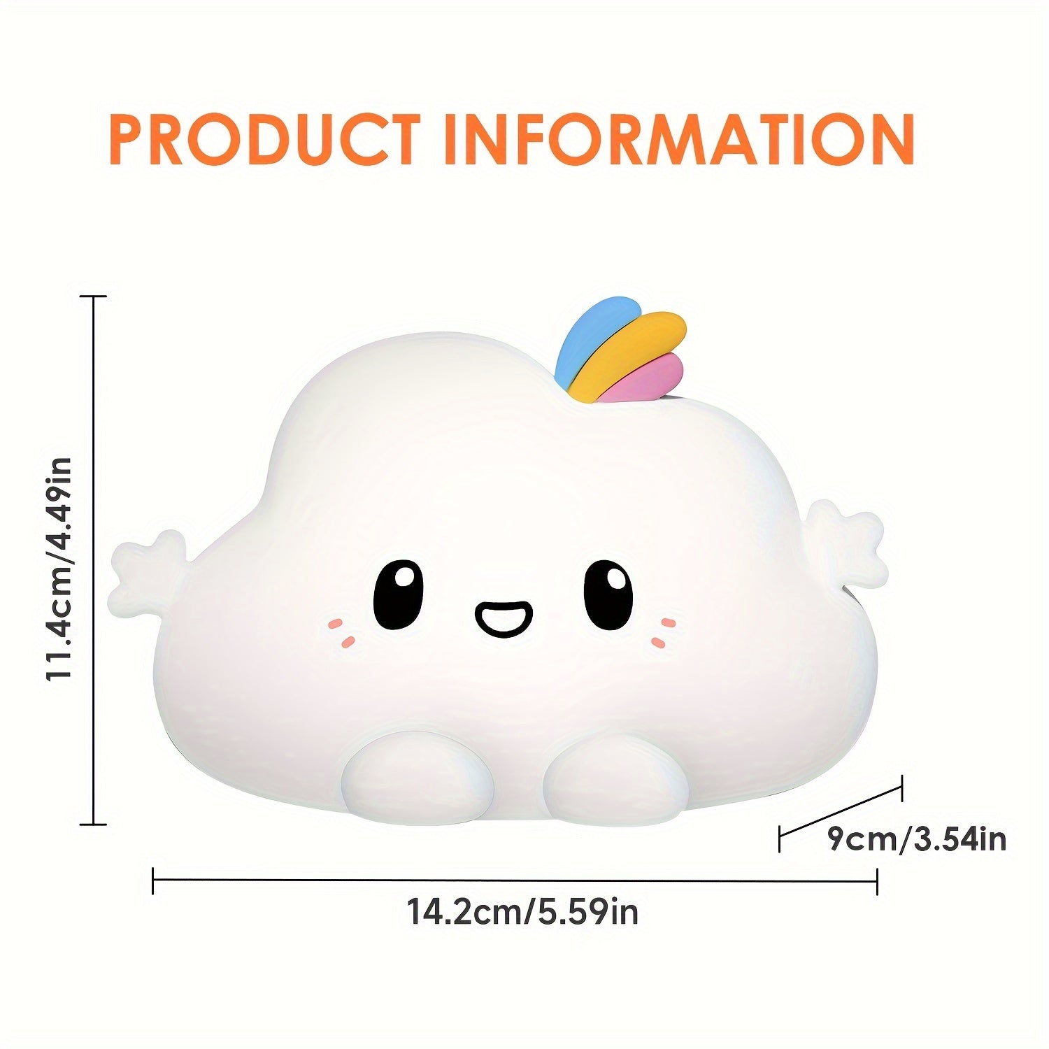 Kawaii Cloud LED Night Light with Remote Control 16 Colors Dimmable USB Rechargeable